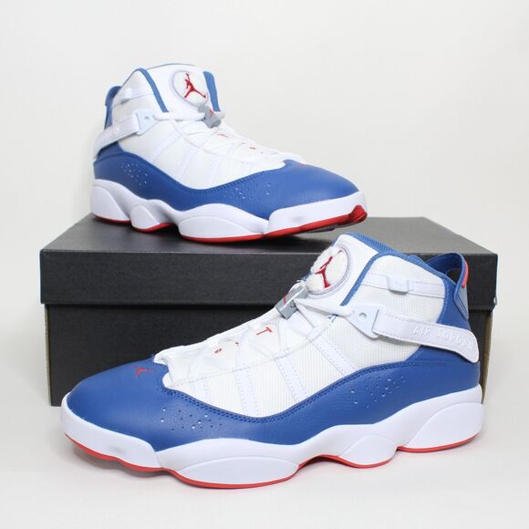 Jordan Men's White and Blue Sneakers - Picture 1 of 8